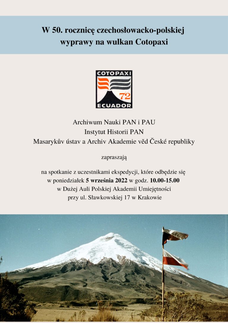 Informacje o spotkaniu plus fotografia wulkanu